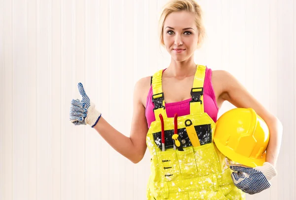 Woman showing thumbs up — Stock Photo, Image