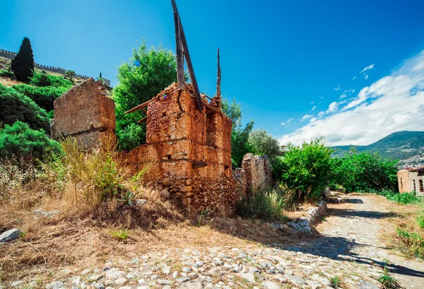 Weergave van de kizil kule (rode toren). Alanya, Turkije — Stockfoto