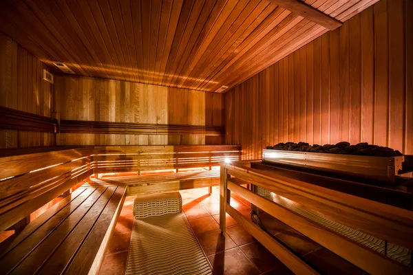 Inside of modern Finnish sauna — Stock Photo, Image