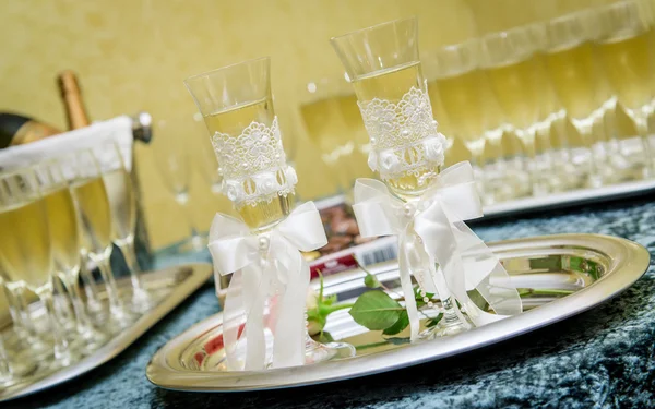 Copas de champán para una recepción de boda — Foto de Stock