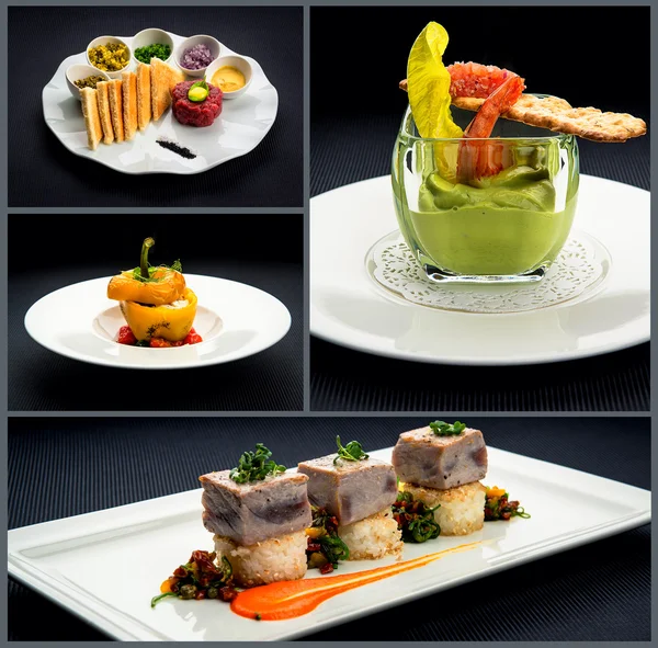 Collage of healthy starters and main courses — Stock Photo, Image