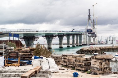La pepa köprüden cadiz Körfezi ve liman. İspanya