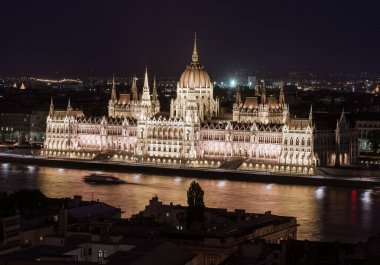Hungarian Parliament Building at night. Budapest, Hungary clipart