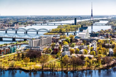 Riga şehir panoraması. Letonya