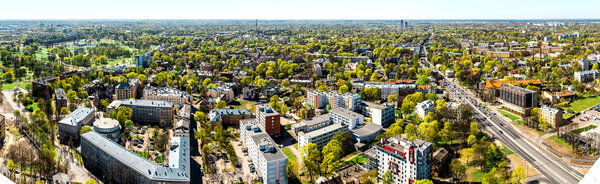 Pardaugava. Panoramic view of Riga city neighbourhood. Latvia