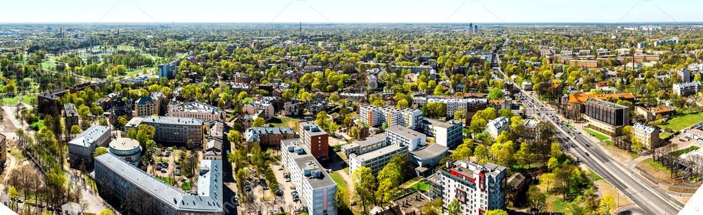 Pardaugava. Panoramic view of Riga city neighbourhood. Latvia