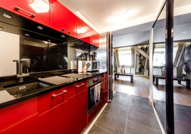 kırmızı mutfak modern iç 