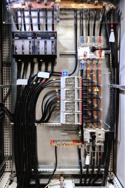 Electrical panel with fuses and contactors clipart
