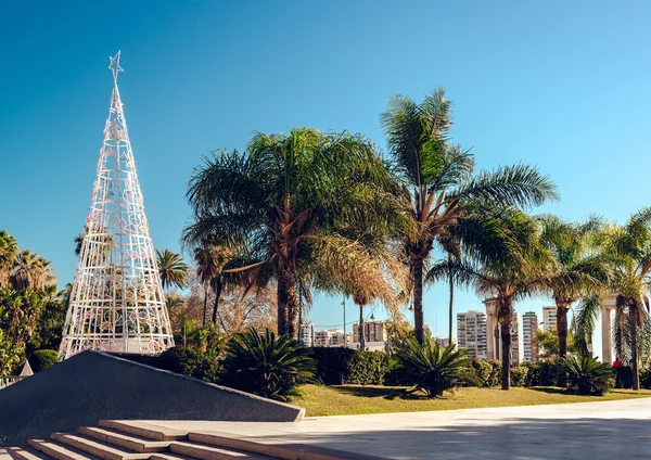 Christmas tree outdoors. Malaga city, Spain — Stock Photo, Image