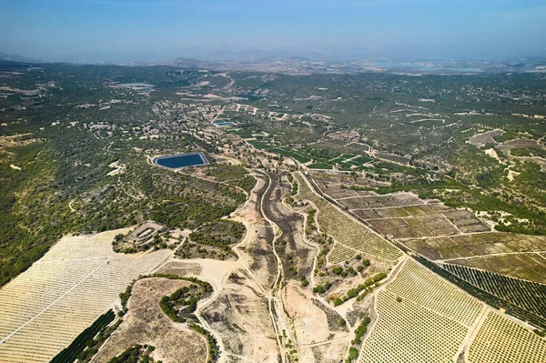 Punto Vista Aéreo Del Dron Campo Pinar Campoverde Con Lagos — Foto de Stock