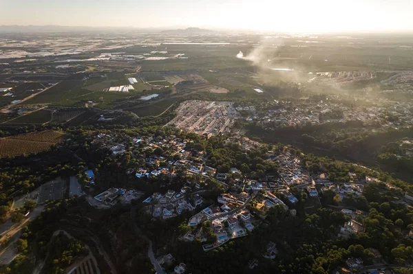 Drone Ponto Vista Residenciais Casas Suburbanas Moradias Luxo Pinar Campoverde — Fotografia de Stock