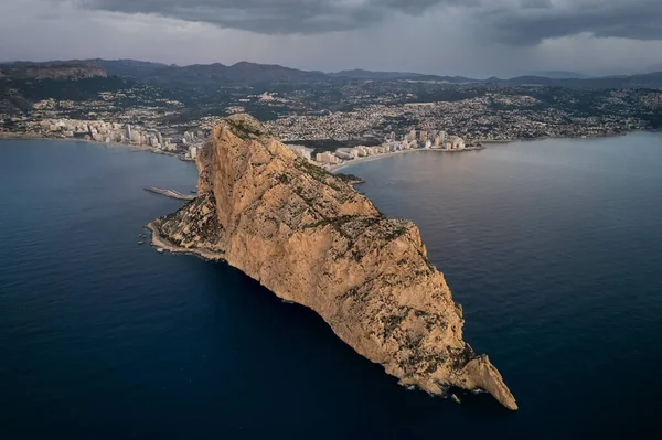 Aerial Shot Rocky Mountain Top Drone Point View Penyal Ifac — Stock Photo, Image