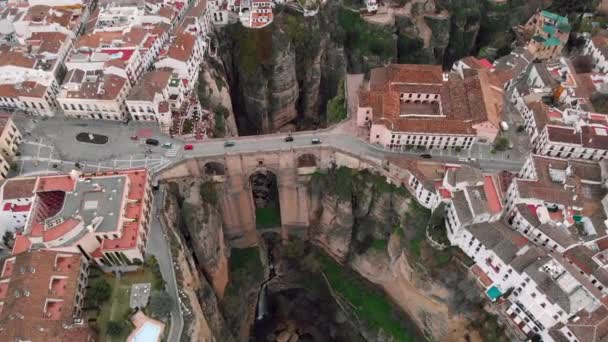 Aerial Shot Drone Point View Ronda Cityscape Residential Houses Building — 图库视频影像