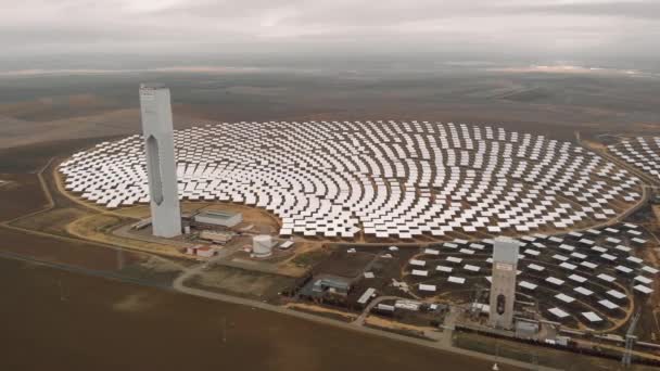 Aerial View Gemasolar Concentrated Solar Power Plant Csp Row System — 图库视频影像