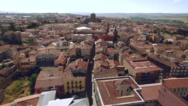 Drone Punto Vista Paesaggio Urbano Avila Conosciuto Con Mura Medievali — Video Stock