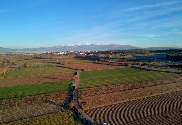 Sierra Nevada Montañas Tierras Cultivo Durante Soleado Día Invierno España — Foto de Stock