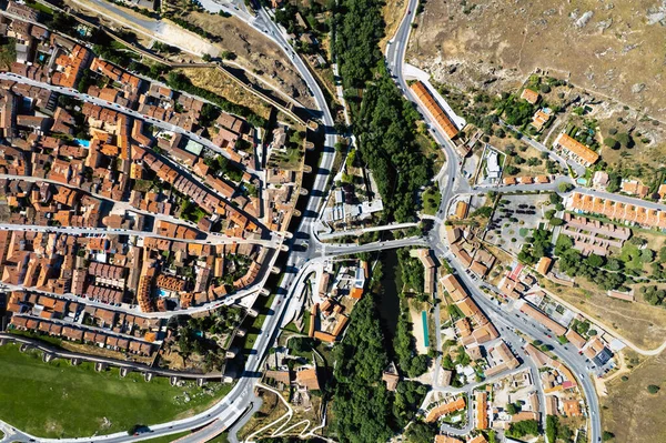 Drone Punto Vista Avila Tetti Paesaggio Urbano Pareti Medievali Vista — Foto Stock