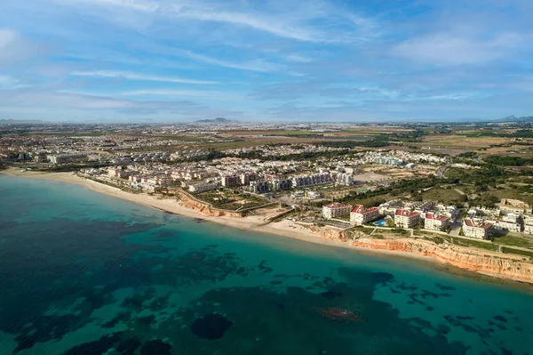 Aerial Drone Point View Picturesque Sandy Beach Mil Palmeras Costa — Stock Photo, Image