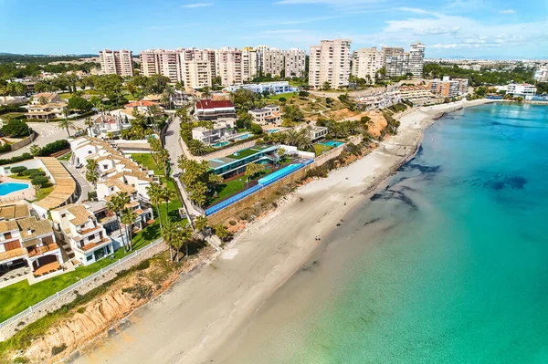 Drone Synvinkel Antenn Sköt Dehesa Campoamor Stadsbild Med Sandstrand Spanska — Stockfoto