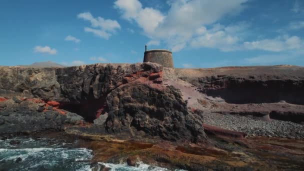 Ancient Castle Fortified Wall Castillo Del Aguila Las Coloradas Coast — Stock Video