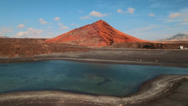 Prachtig Drone Standpunt Vulkanisch Groen Meer Lago Verde Charco Los — Stockvideo