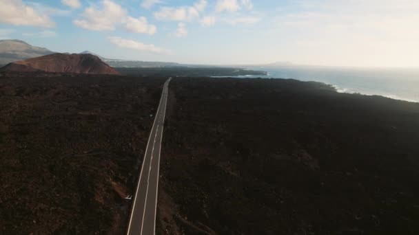 Drone的观点Timanfaya国家公园岩石火山自然景观 加那利群岛 兰萨罗特 西班牙 旅游目的地和旅游胜地概念 — 图库视频影像