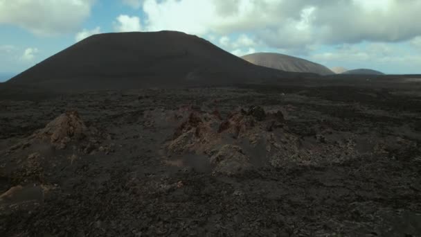 Point Vue Drone Parc National Timanfaya Paysage Naturel Volcanique Rocheux — Video