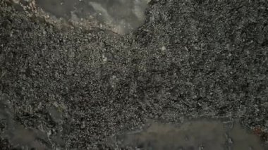 Drone point of view Timanfaya National Park, volcanic land surface, view from above. Canary Islands, Lanzarote, Spain. Travel destination, famous places concept