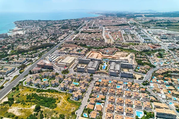 Aerial Panoramic Shot Drone Point View Playa Flamenca Townscape Coastline — Stock Photo, Image