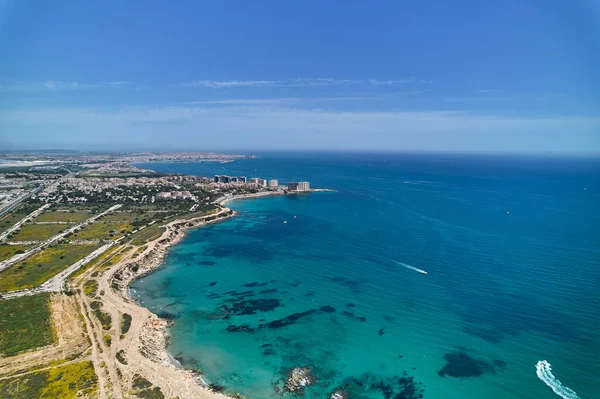 Aerial Panorama Skott Drönare Synvinkel Punta Prima Stadsdel Kust Och — Stockfoto