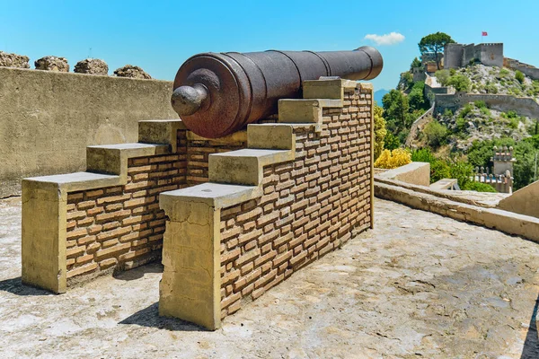 View Iron Cannon Picturesque Hilltop Xativa Castle Castillo Xativa Ancient — Stock fotografie