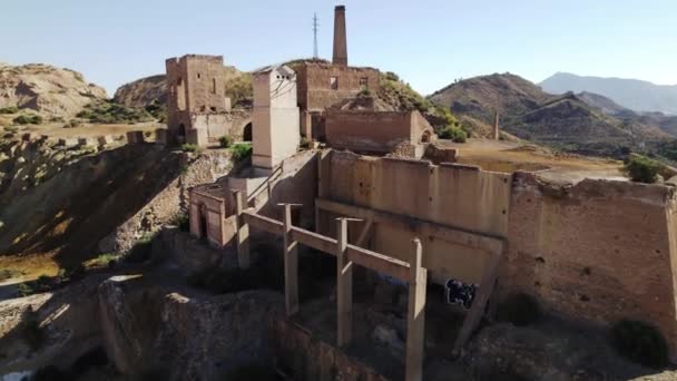 Aerial Shot Drone Point View Old Abandoned Buildings Mines Mazarrn — Stock video