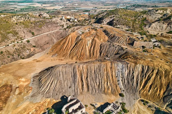 Panoramic Aerial Shot Drone Point View Old Abandoned Mines Mazarron — Photo