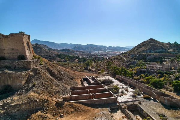 Aerial Shot Drone Point View Old Abandoned Buildings Mines Mazarron — Foto Stock