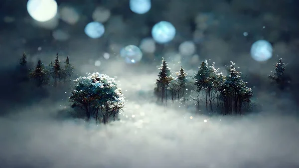 New Year Celebration Winter Holidays Abstract Background Concept Snowy Forest — Photo