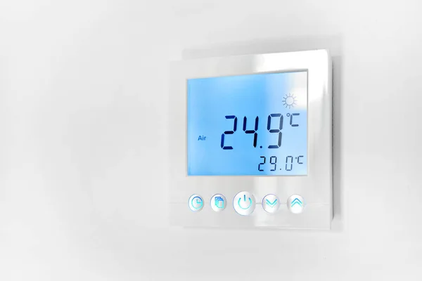 Close Shot Mounted White Wall Climate Control Indoor Remote Air — Stock Photo, Image