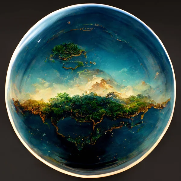 Абстрактный Воображаемый Фон Живописи Глобусе Миниатюра Нашей Планеты Концепция Окружающей — стоковое фото