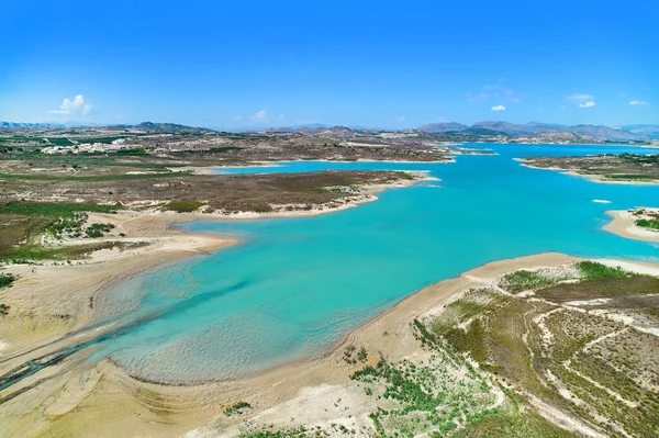 Drone Point View Embalse Pedrera Large Turquoise Colored Lake Used — Stock Photo, Image