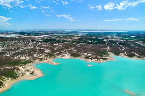 Drone Punto Vista Embalse Pedrera Gran Lago Color Turquesa Utilizado — Foto de Stock