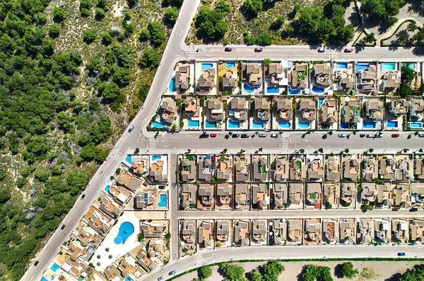 Luchtfoto Drone Standpunt Moderne Voorsteden Omliggende Weiden Costa Blanca Provincie — Stockfoto
