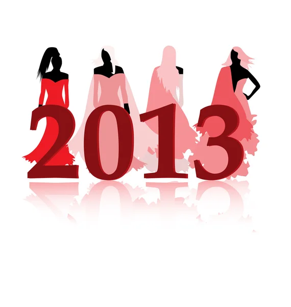 Ragazze di moda che presentano 2013 anno — Vettoriale Stock