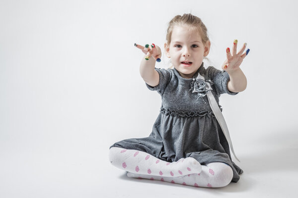 Little Girl Playing With Colors