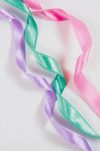 Three Different colored  Shiny  Ribbons — Stock Photo, Image