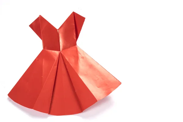 Vestido de origami rojo en blanco — Foto de Stock
