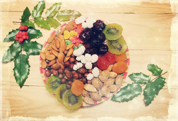 Natale frutta secca, vintage — Foto Stock