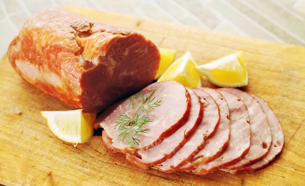 Ham with lemon — Stock Photo, Image