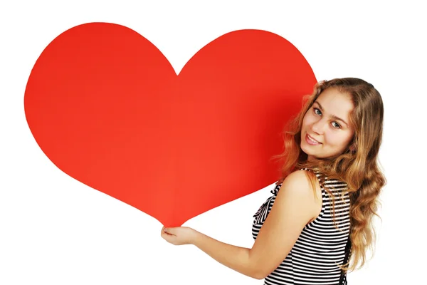 Girl with a big heart — Stock Photo, Image