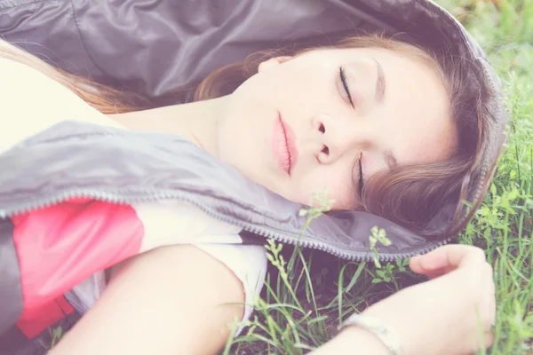 Sleeping girl, tinted — Stock Photo, Image