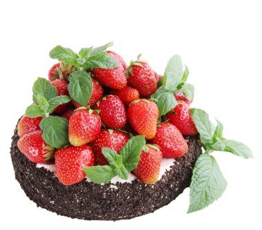 çilek, pastanın üzerinde beyaz izole