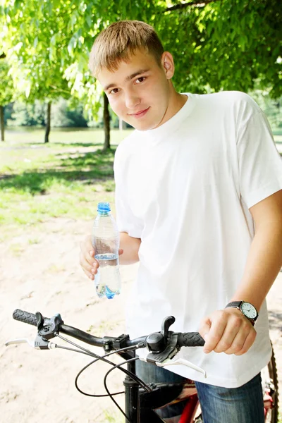 Men with a bottle — Stock Photo, Image